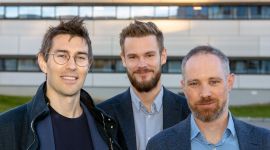 Portrett av forskarane. Frå venstre: seniorforskar Petter Y. Lindgren, forskar Erlend U. Nordvang og sjefsforskar Torbjørn Hanson.