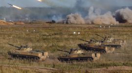 Pressefoto fra den russiske og hviterussiske øvelsen Zapad-2021 i september 2021.