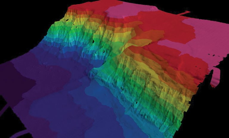 3D visualisering av bunndata fra Sigsbee Escarpment på 1200-2300 meters dybde Mexico-gulfen
