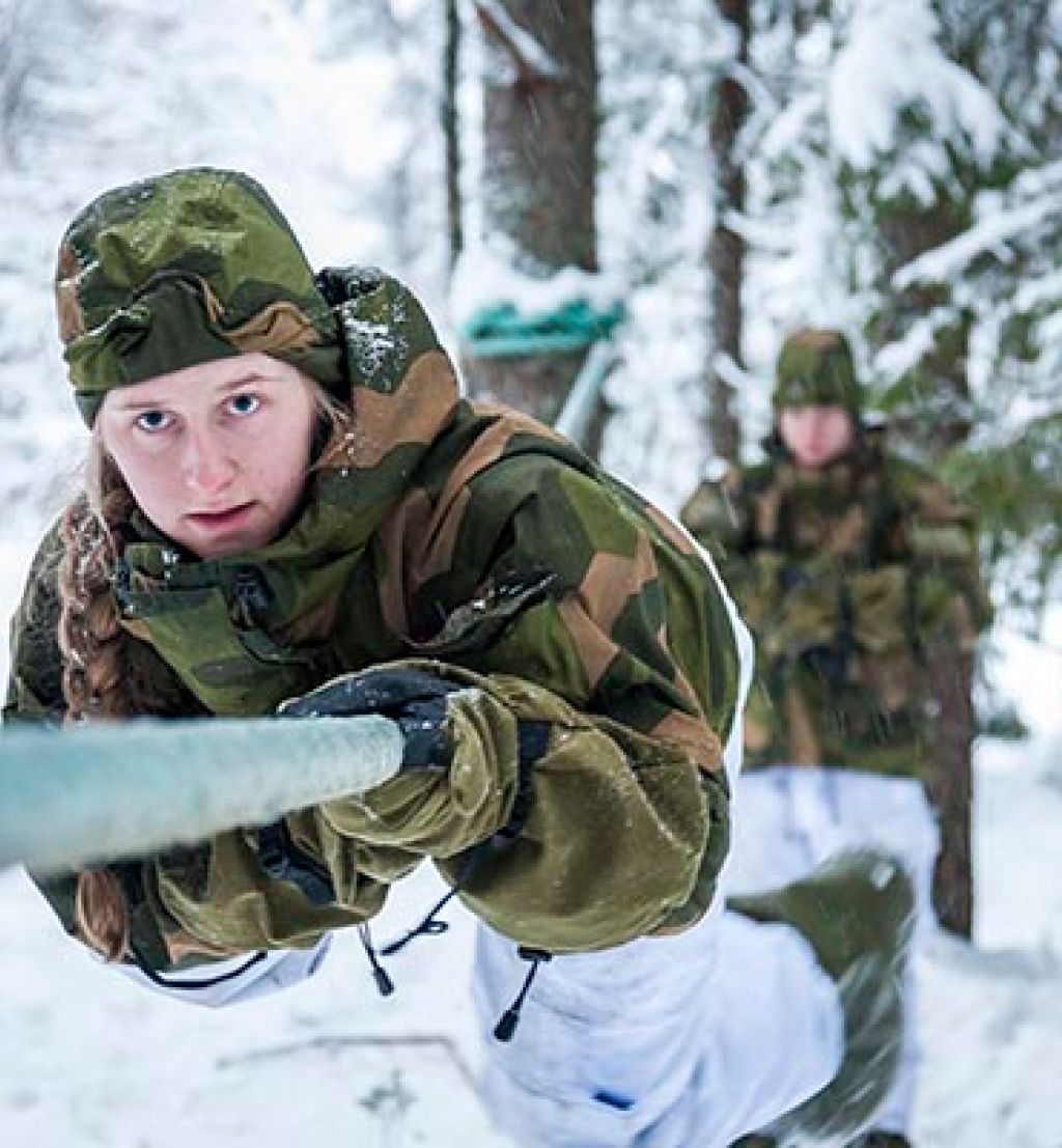 Denne casen heter overfiring tau. Aspirantene skal fire seg over et tau mellom to trær med alt lagsutstyret. Dette er aspiranter til Luftforsvarets befalsskole.