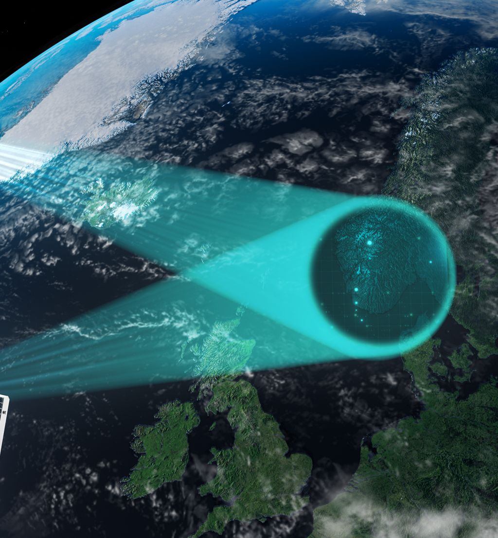 Illustrasjon av satellitter i verdensrommet