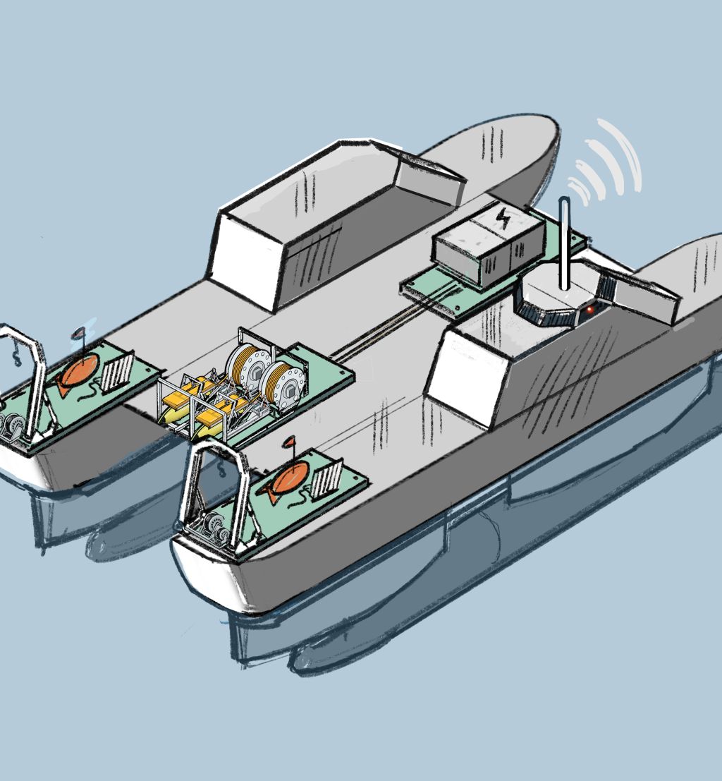 Skisse av drone for minesveip.