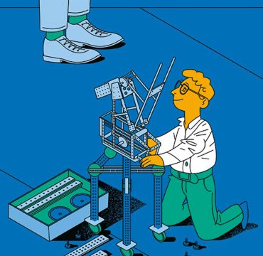 Illustrasjon av en ung Finn Lied