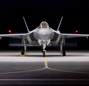 F-35 kampfly partert. Foto  